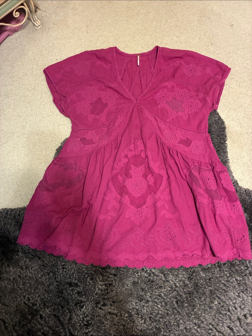 Free People Magenta Eyelet Tunic Dress
